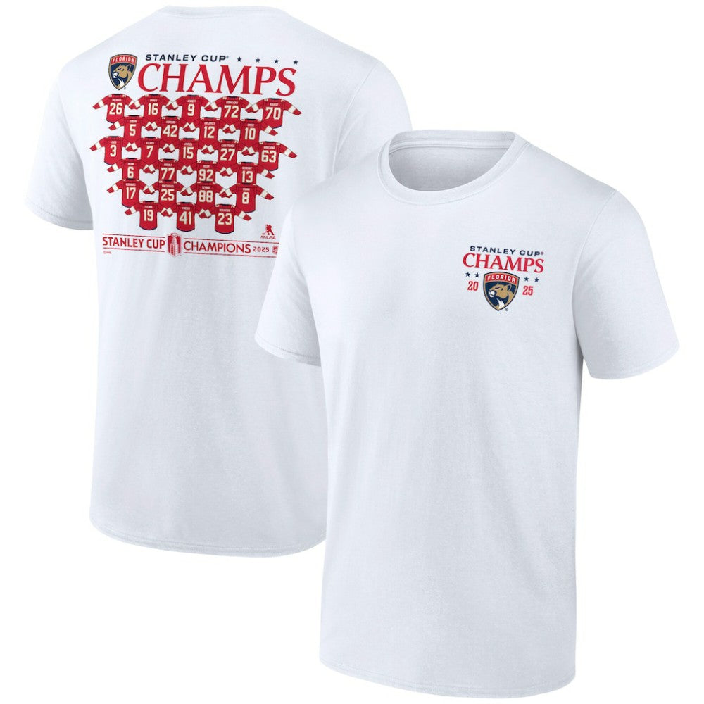 Florida Panthers Fanatics 2025 Stanley Cup Champions Jersey Roster T-Shirt -  NHL T-shirts