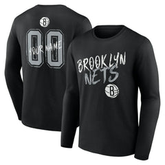 Black Brooklyn Nets Hustle Custom Long Sleeve T-Shirt | NBA