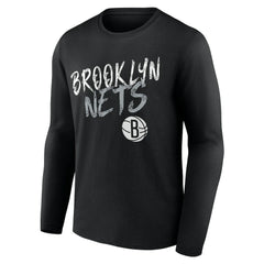 Black Brooklyn Nets Hustle Custom Long Sleeve T-Shirt | NBA