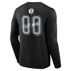 Black Brooklyn Nets Hustle Custom Long Sleeve T-Shirt | NBA