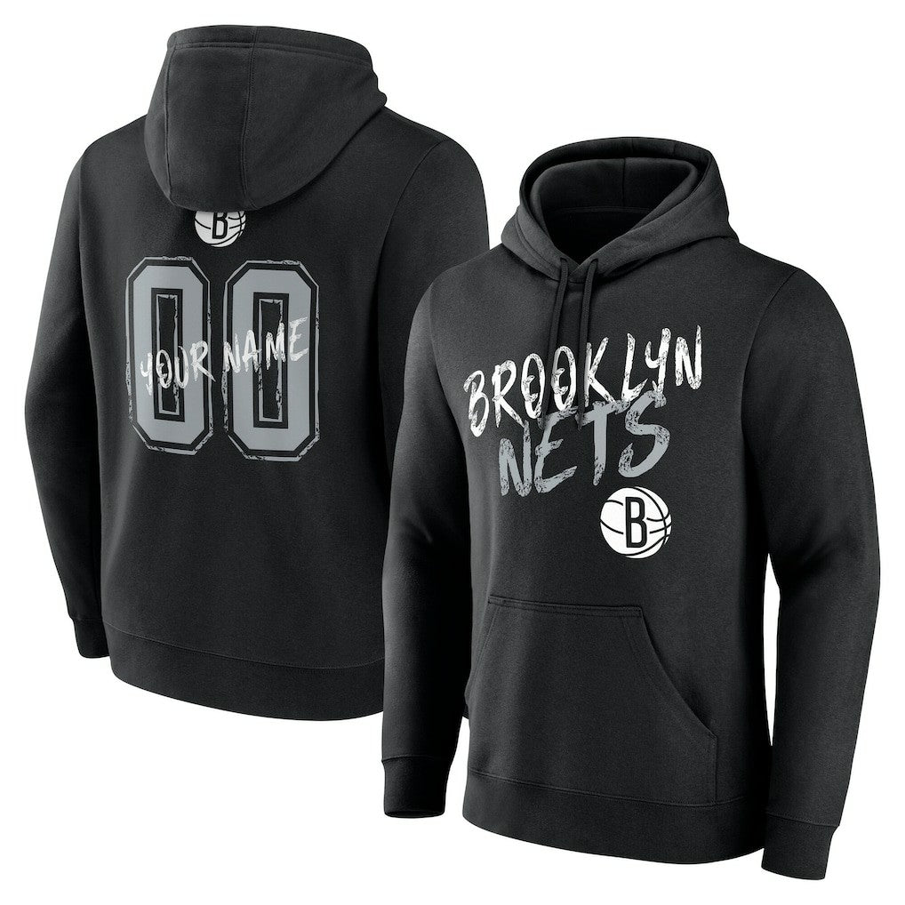 Black Brooklyn Nets Hustle Custom Pullover Hoodie | NBA