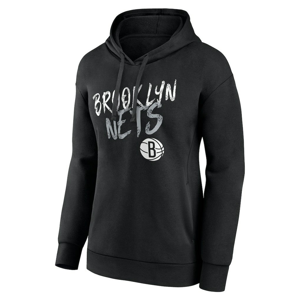 Black Brooklyn Nets Women's Hustle Custom Pullover Hoodie | NBA