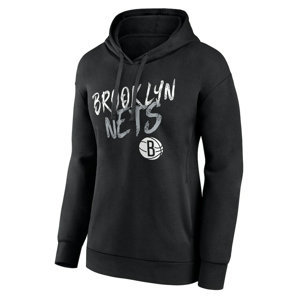 Black Brooklyn Nets Women's Hustle Custom Pullover Hoodie | NBA