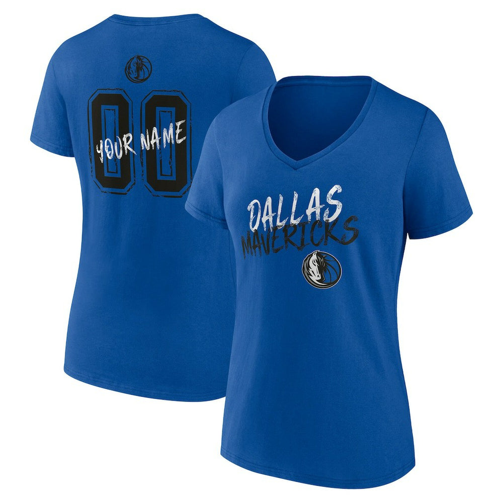 Blue Dallas Mavericks Women's Hustle Custom V-Neck T-Shirt sale | NBA