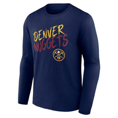 Navy Denver Nuggets Hustle Custom Long Sleeve T-Shirt sale | NBA