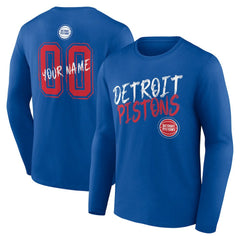 Blue Detroit Pistons Hustle Custom Long Sleeve T-Shirt sale | NBA