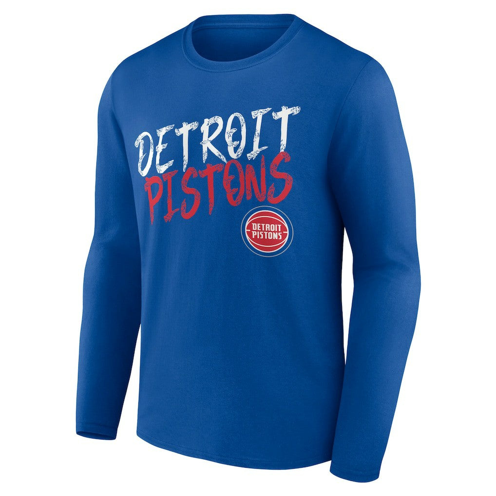 Blue Detroit Pistons Hustle Custom Long Sleeve T-Shirt sale | NBA
