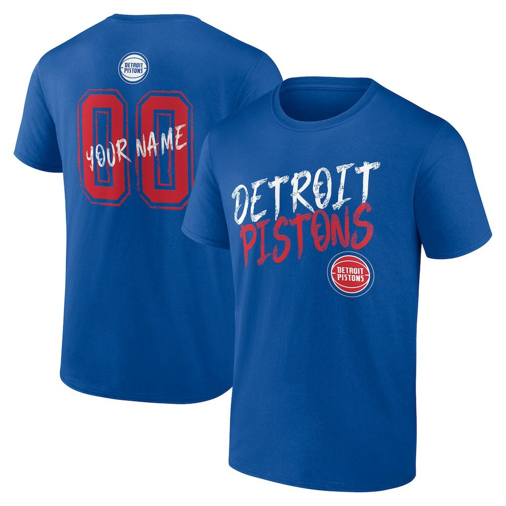 Blue Detroit Pistons Hustle Custom T-Shirt sale | NBA