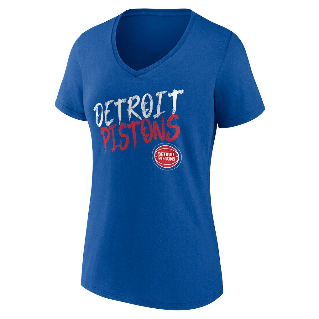 Blue Detroit Pistons Women's Hustle Custom V-Neck T-Shirt sale | NBA