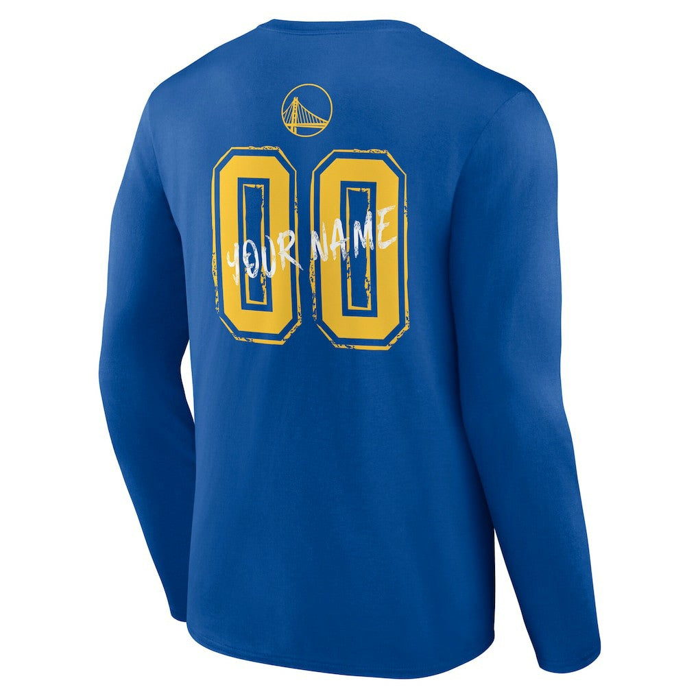 Royal Golden State Warriors Hustle Custom Long Sleeve T-Shirt sale | NBA