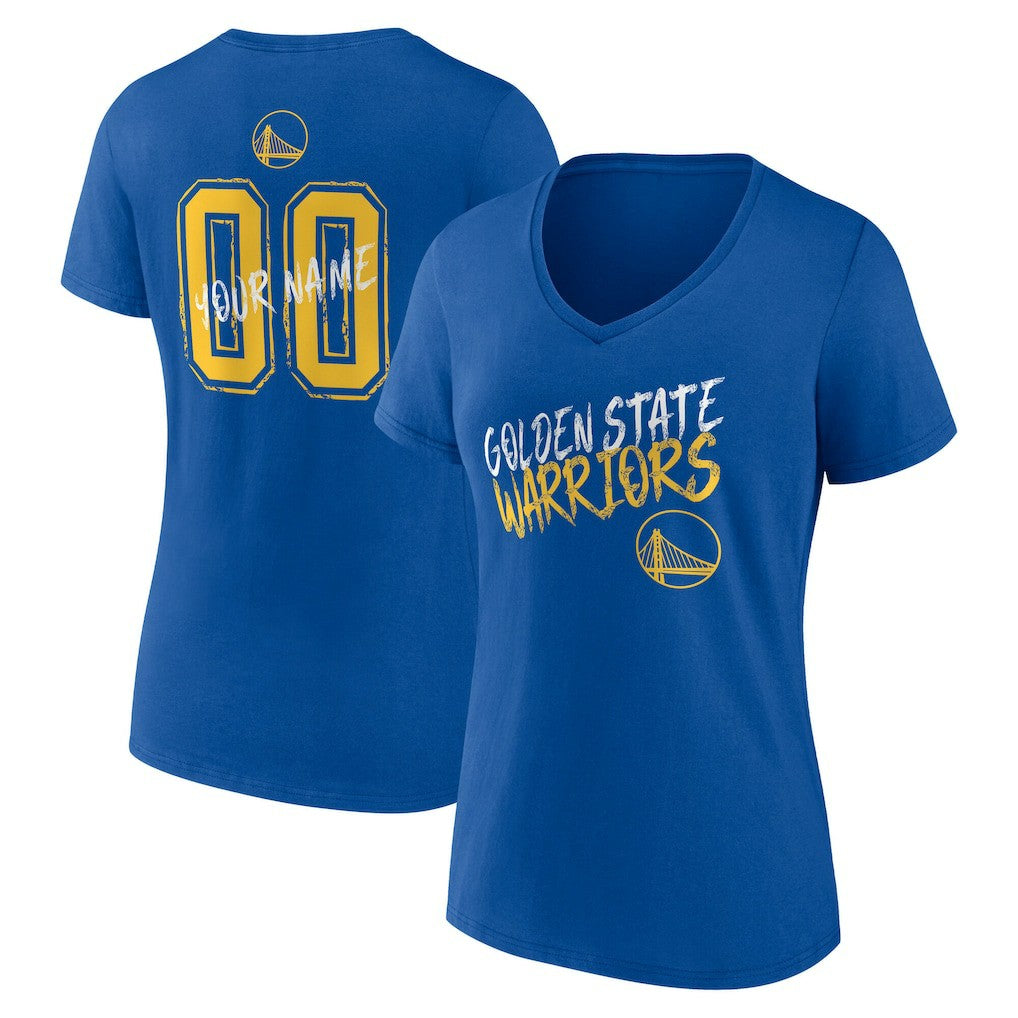 Royal Golden State Warriors Women's Hustle Custom V-Neck T-Shirt sale | NBA