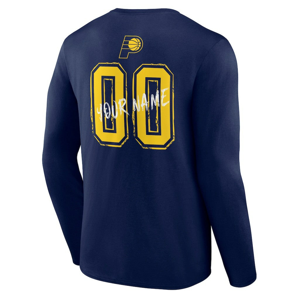 Navy Indiana Pacers Hustle Custom Long Sleeve T-Shirt | NBA