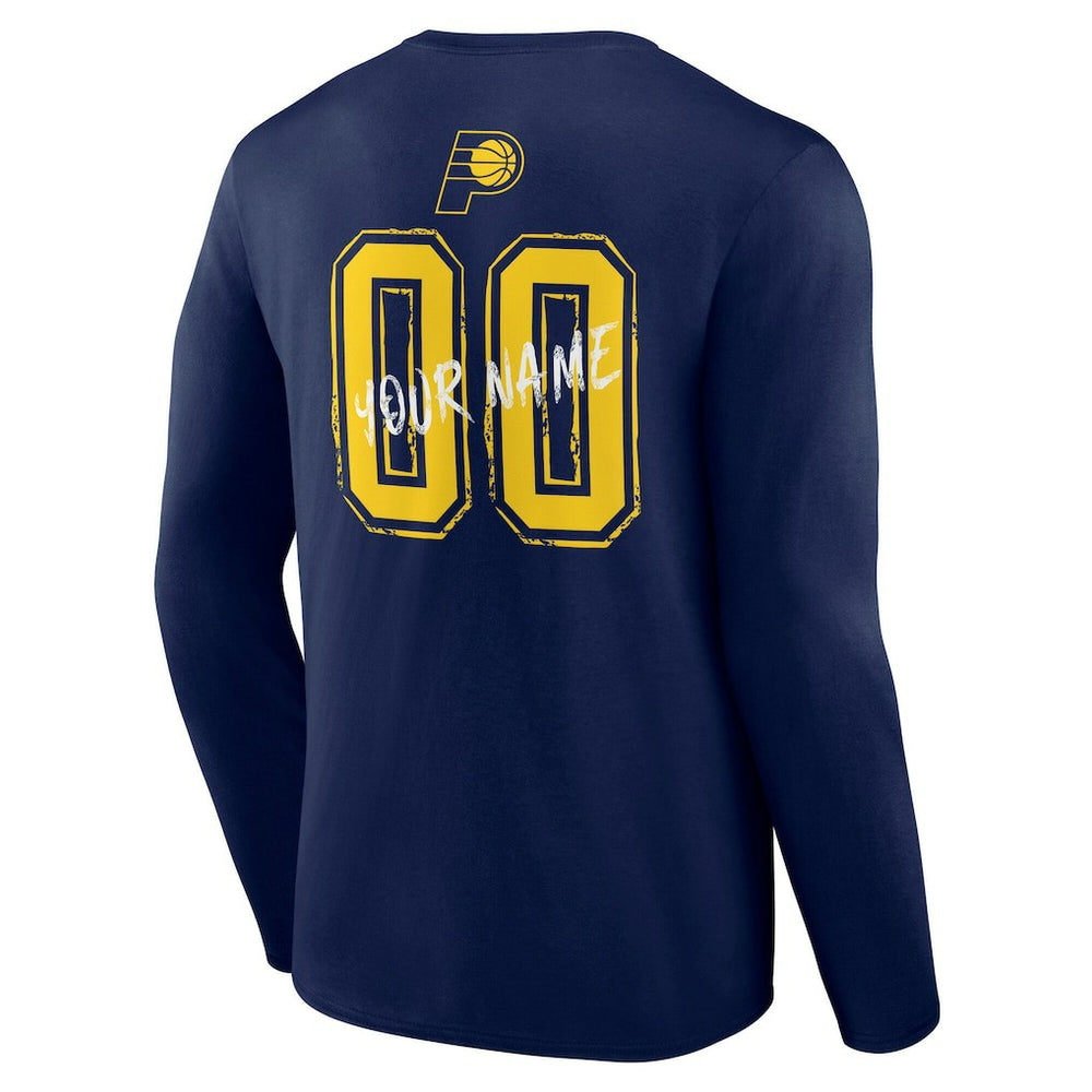 Navy Indiana Pacers Hustle Custom Long Sleeve T-Shirt | NBA