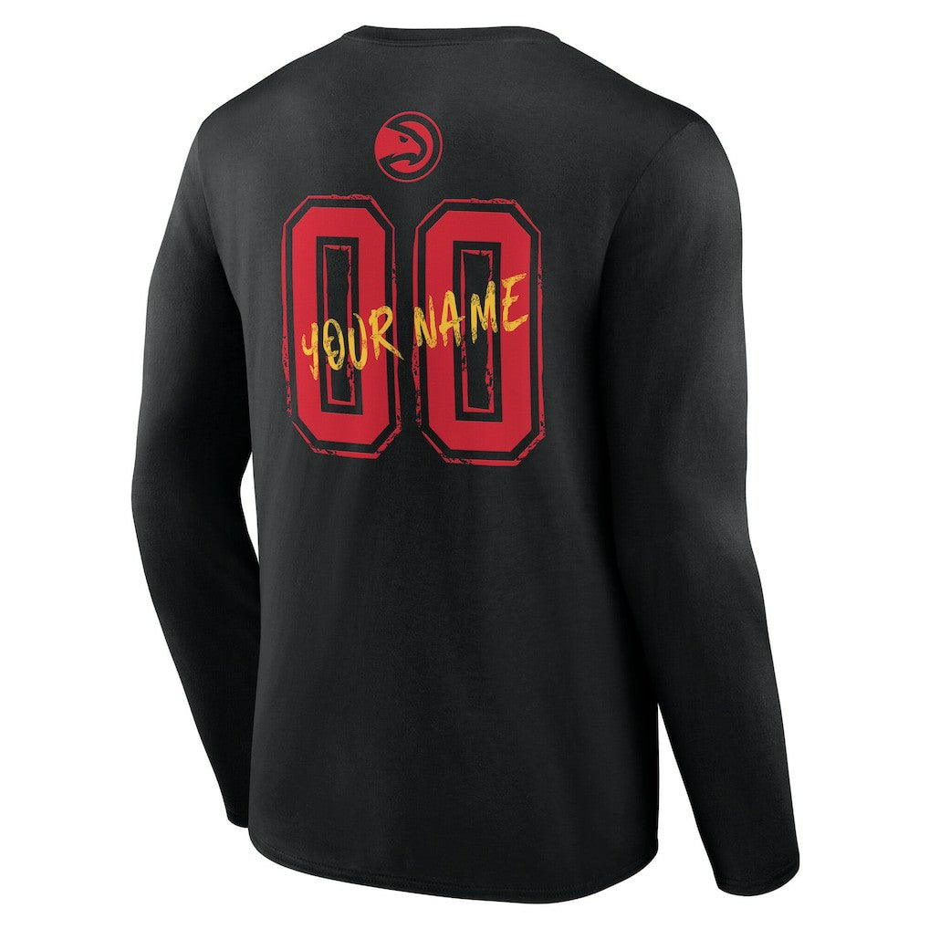 Black Atlanta Hawks Hustle Custom Long Sleeve T-Shirt | NBA