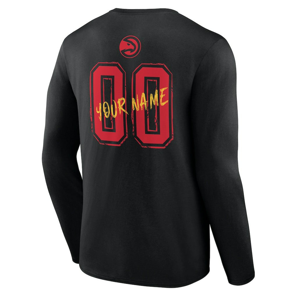 Black Atlanta Hawks Hustle Custom Long Sleeve T-Shirt | NBA