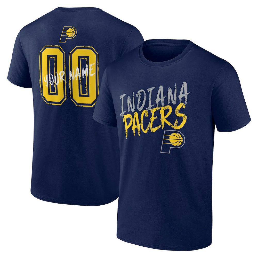 Navy Indiana Pacers Hustle Custom T-Shirt | NBA
