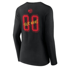 Black Atlanta Hawks Women's Hustle Custom Long Sleeve V-Neck T-Shirt | NBA
