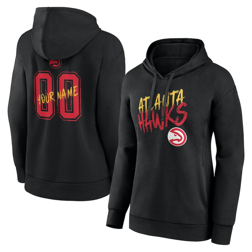 Black Atlanta Hawks Women's Hustle Custom Pullover Hoodie | NBA