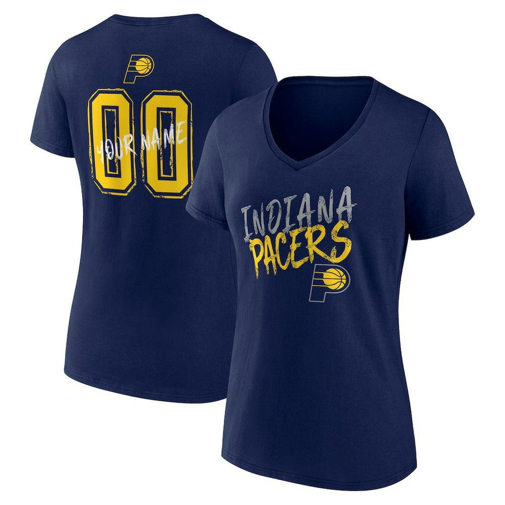 Navy Indiana Pacers Women's Hustle Custom V-Neck T-Shirt | NBA