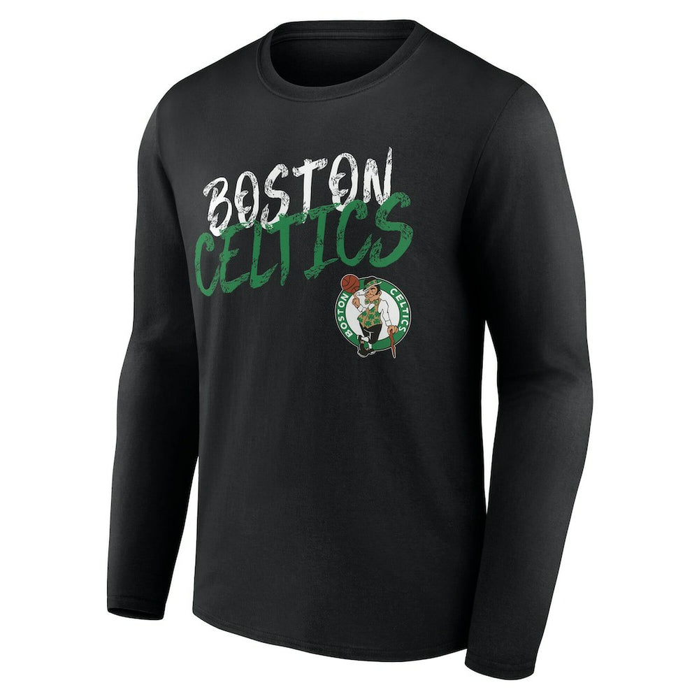 Black Boston Celtics Hustle Custom Long Sleeve T-Shirt | NBA