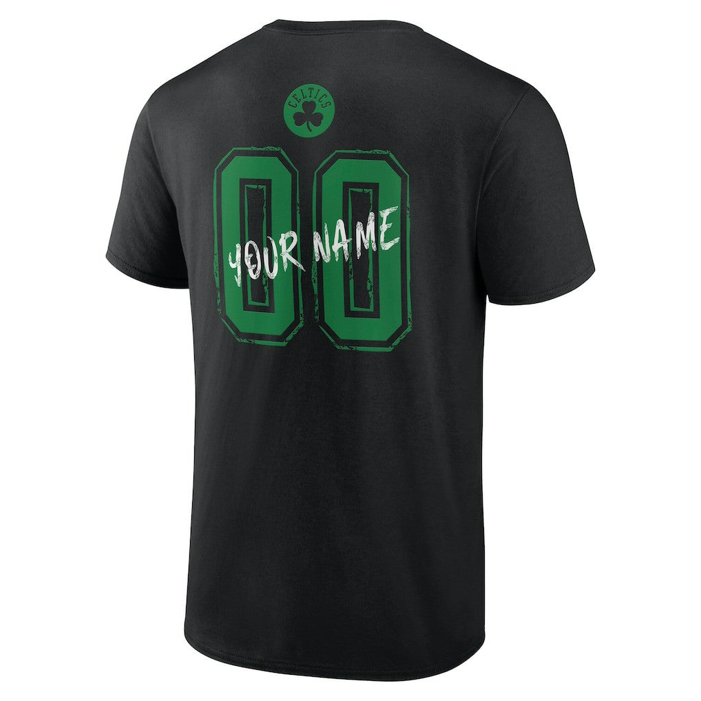 Black Boston Celtics Hustle Custom T-Shirt | NBA