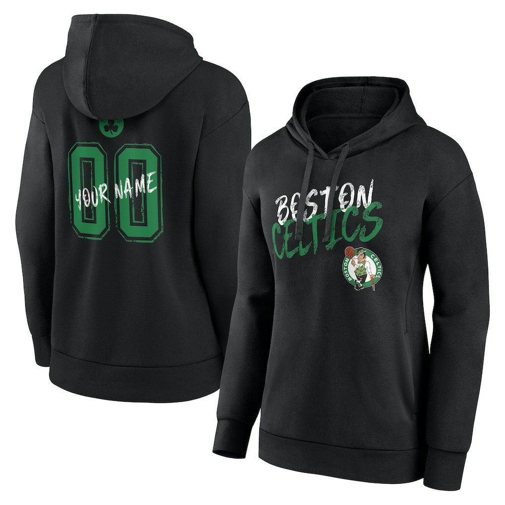 Black Boston Celtics Women's Hustle Custom Pullover Hoodie | NBA
