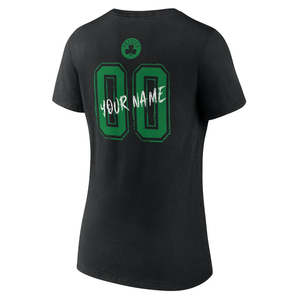 Black Boston Celtics Women's Hustle Custom V-Neck T-Shirt | NBA