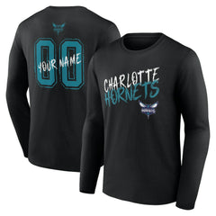 Black Charlotte Hornets Hustle Custom Long Sleeve T-Shirt | NBA