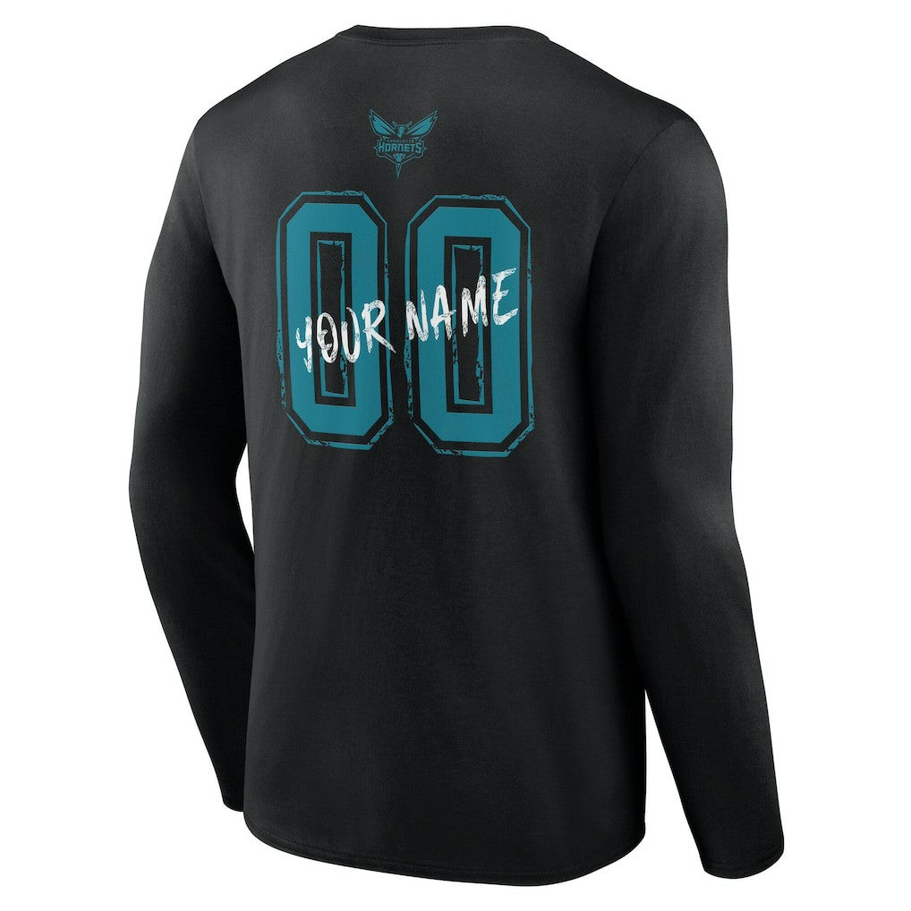 Black Charlotte Hornets Hustle Custom Long Sleeve T-Shirt | NBA