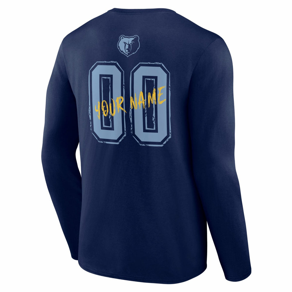 Navy Memphis Grizzlies Hustle Custom Long Sleeve T-Shirt | NBA