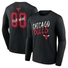 Black Chicago Bulls Hustle Custom Long Sleeve T-Shirt sale | NBA