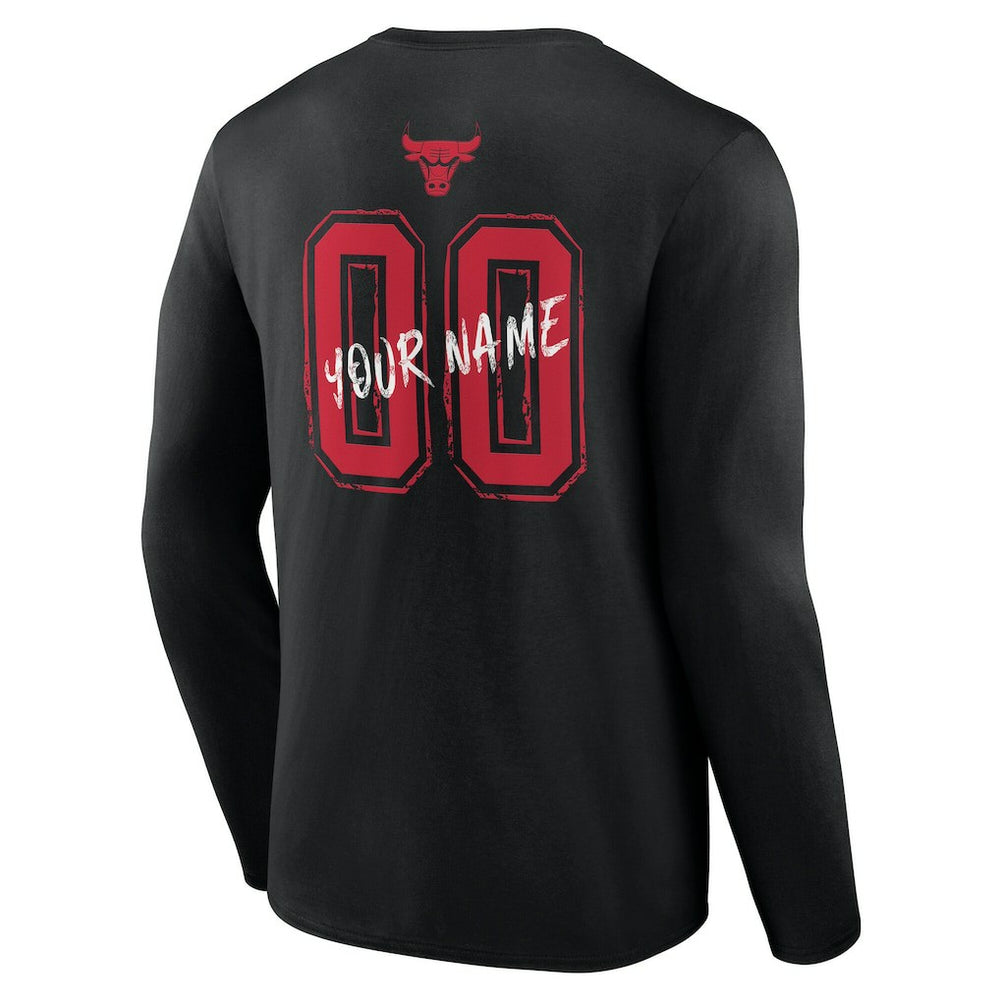 Black Chicago Bulls Hustle Custom Long Sleeve T-Shirt sale | NBA