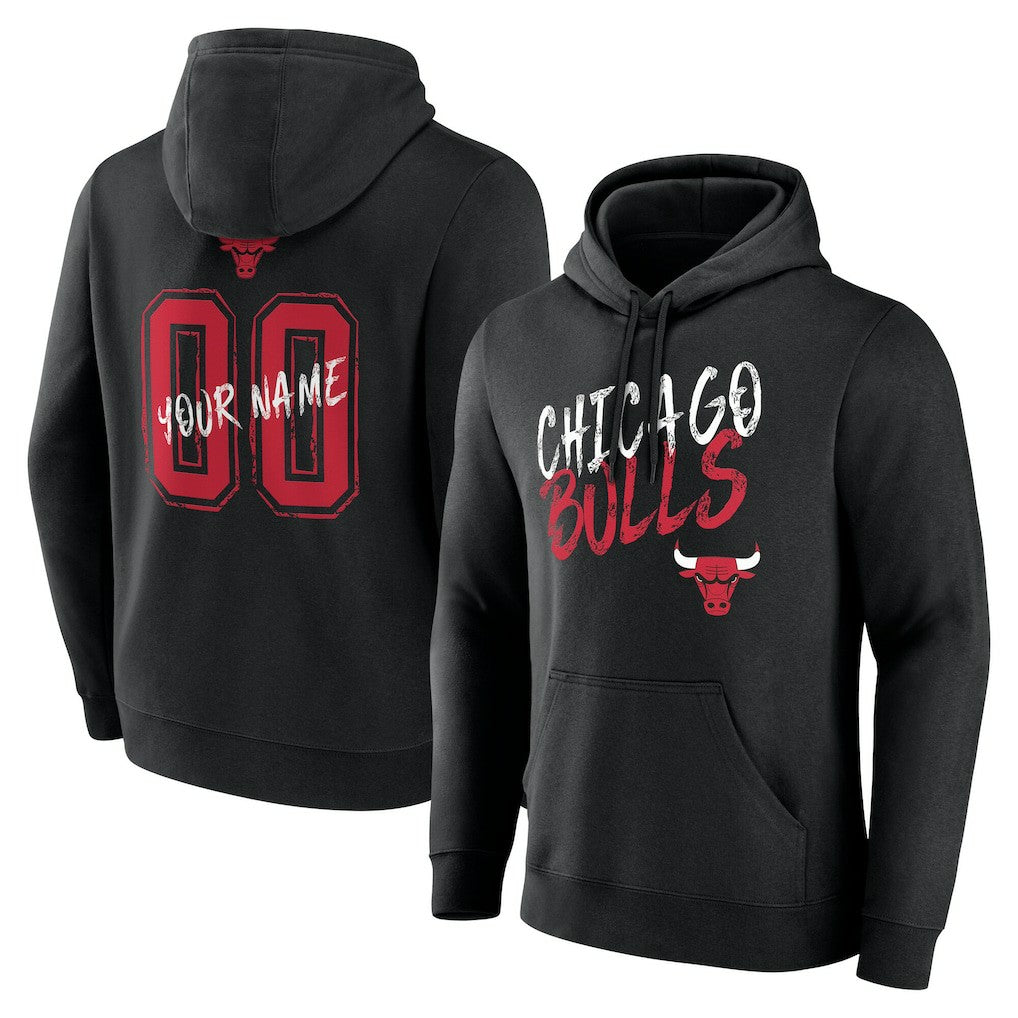 Black Chicago Bulls Hustle Custom Pullover Hoodie | NBA