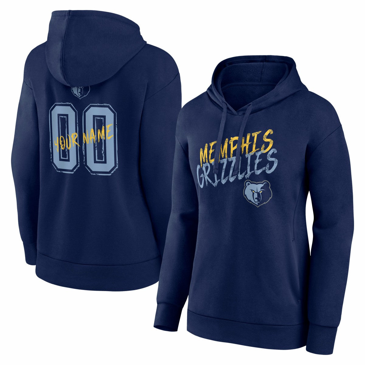 Navy Memphis Grizzlies Women's Hustle Custom Pullover Hoodie | NBA