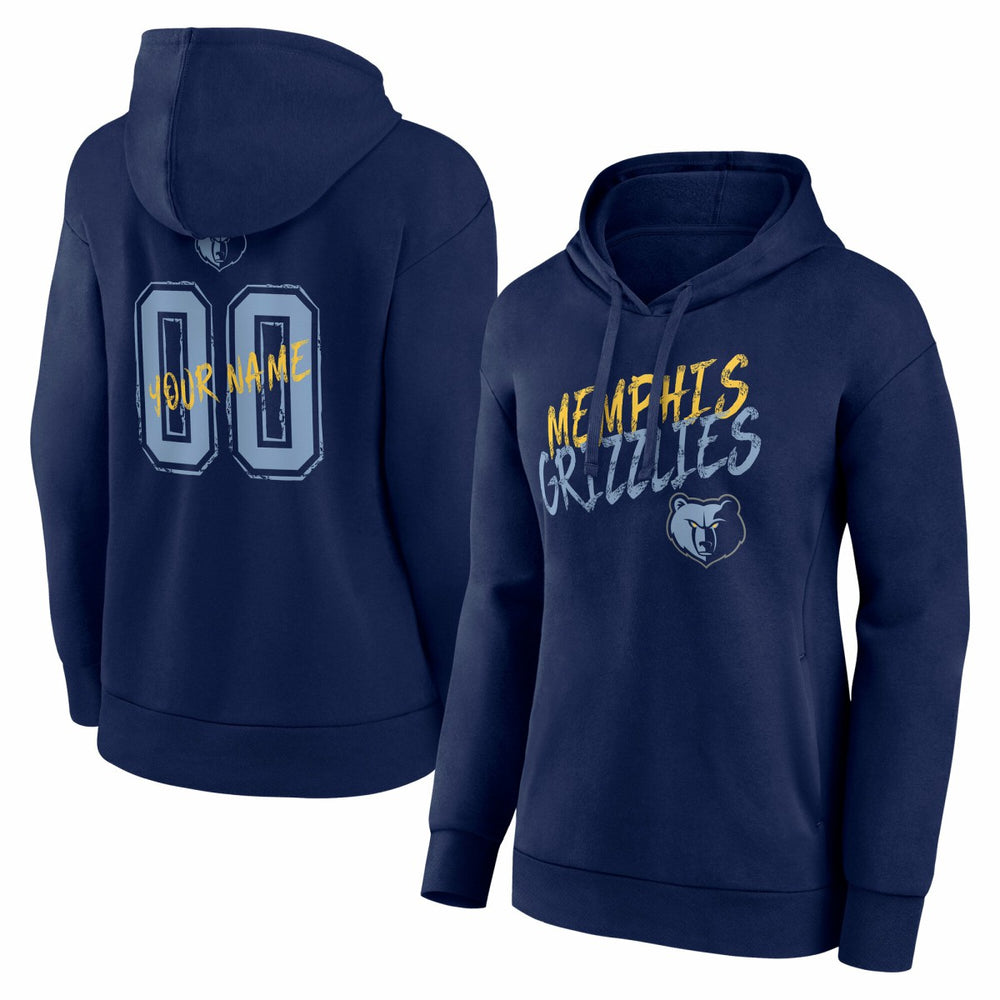 Navy Memphis Grizzlies Women's Hustle Custom Pullover Hoodie | NBA