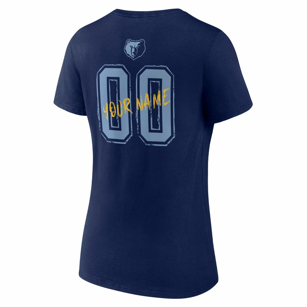 Navy Memphis Grizzlies Women's Hustle Custom V-Neck T-Shirt | NBA