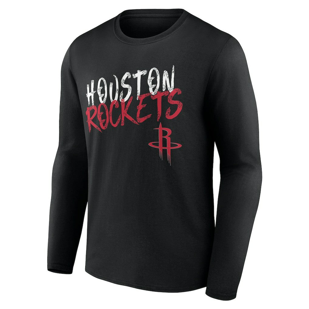 Black Houston Rockets Hustle Custom Long Sleeve T-Shirt | NBA