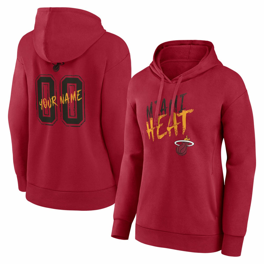 Red Miami Heat Women's Hustle Custom Pullover Hoodie | NBA