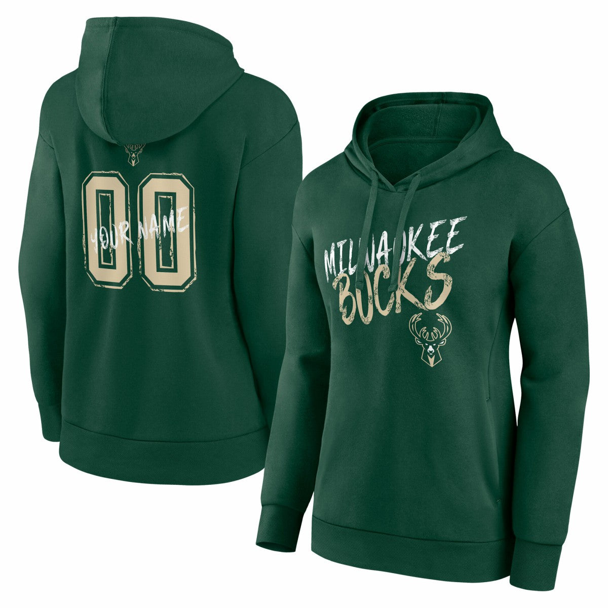 Hunter Green Milwaukee Bucks Women's Hustle Custom Pullover Hoodie | NBA