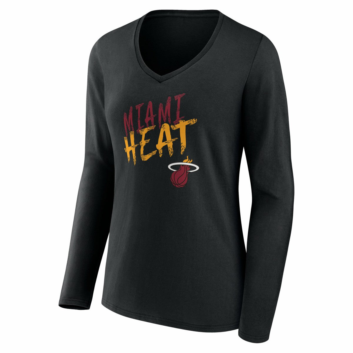 Black Miami Heat Women's Hustle Custom Long Sleeve V-Neck T-Shirt | NBA