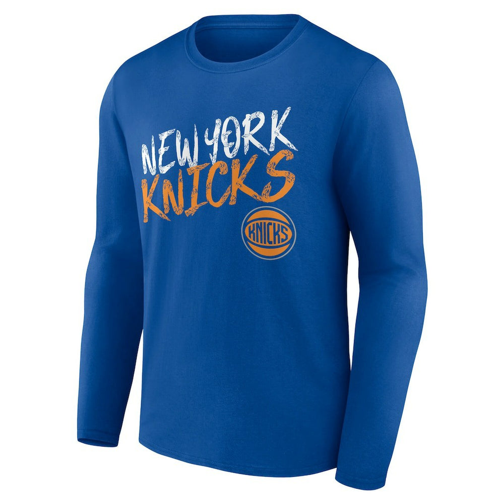 Blue New York Knicks Hustle Custom Long Sleeve T-Shirt | NBA