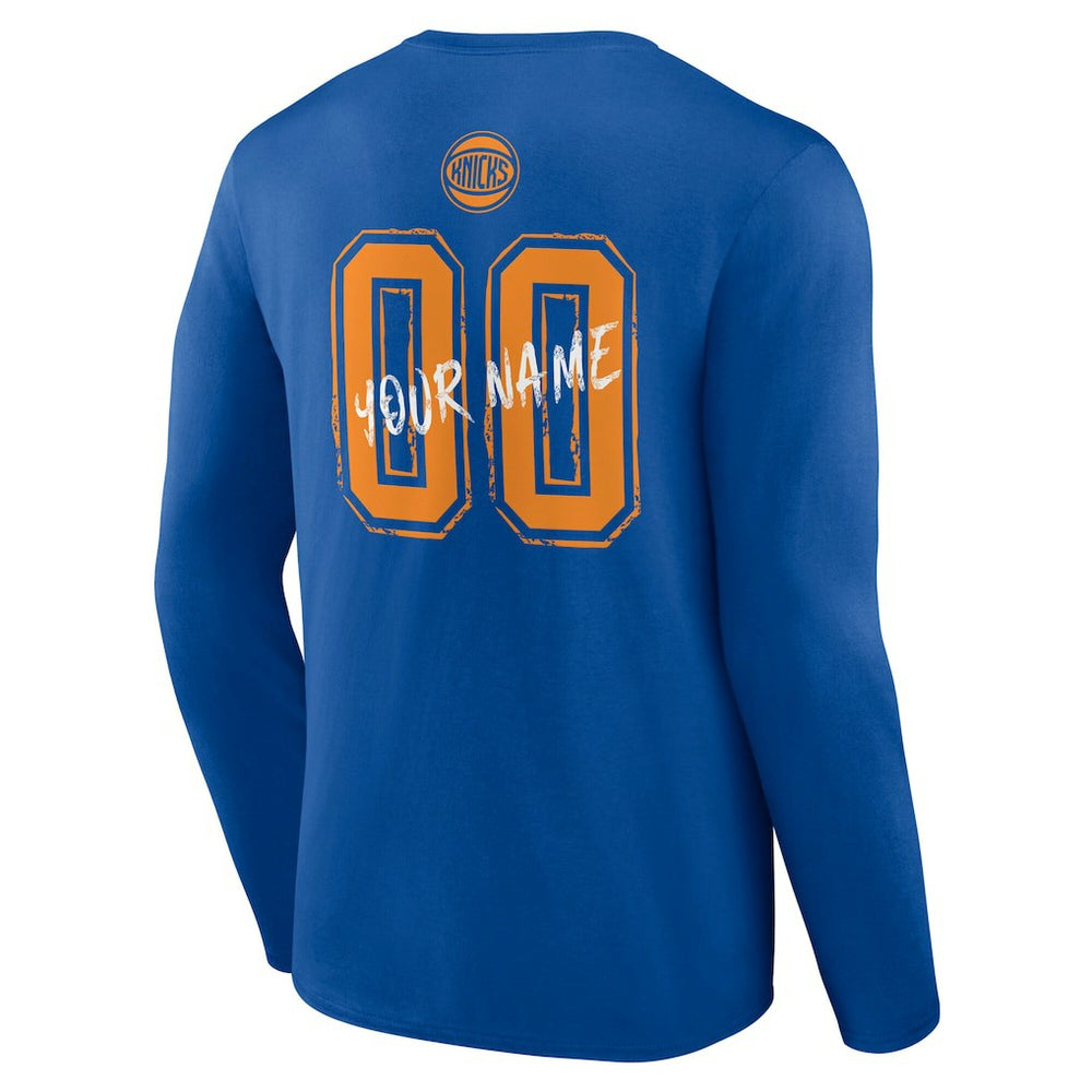 Blue New York Knicks Hustle Custom Long Sleeve T-Shirt | NBA
