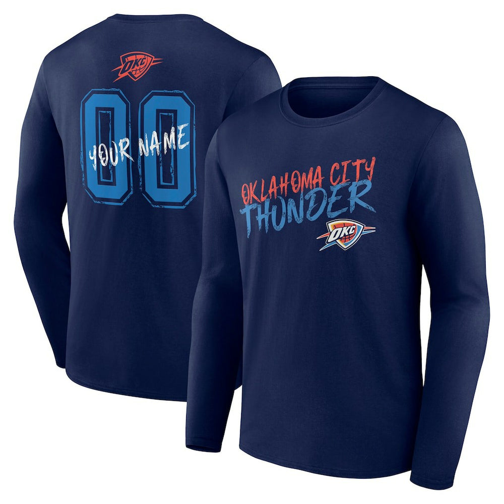 Navy Oklahoma City Thunder Hustle Custom Long Sleeve T-Shirt | NBA