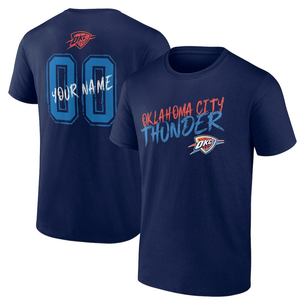 Navy Oklahoma City Thunder Hustle Custom T-Shirt | NBA