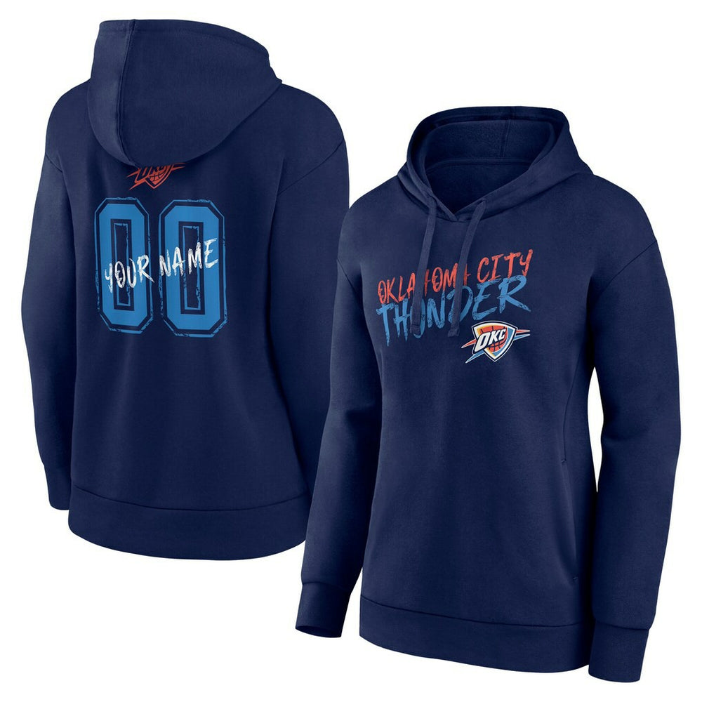 Navy Oklahoma City Thunder Women's Hustle Custom Pullover Hoodie | NBA