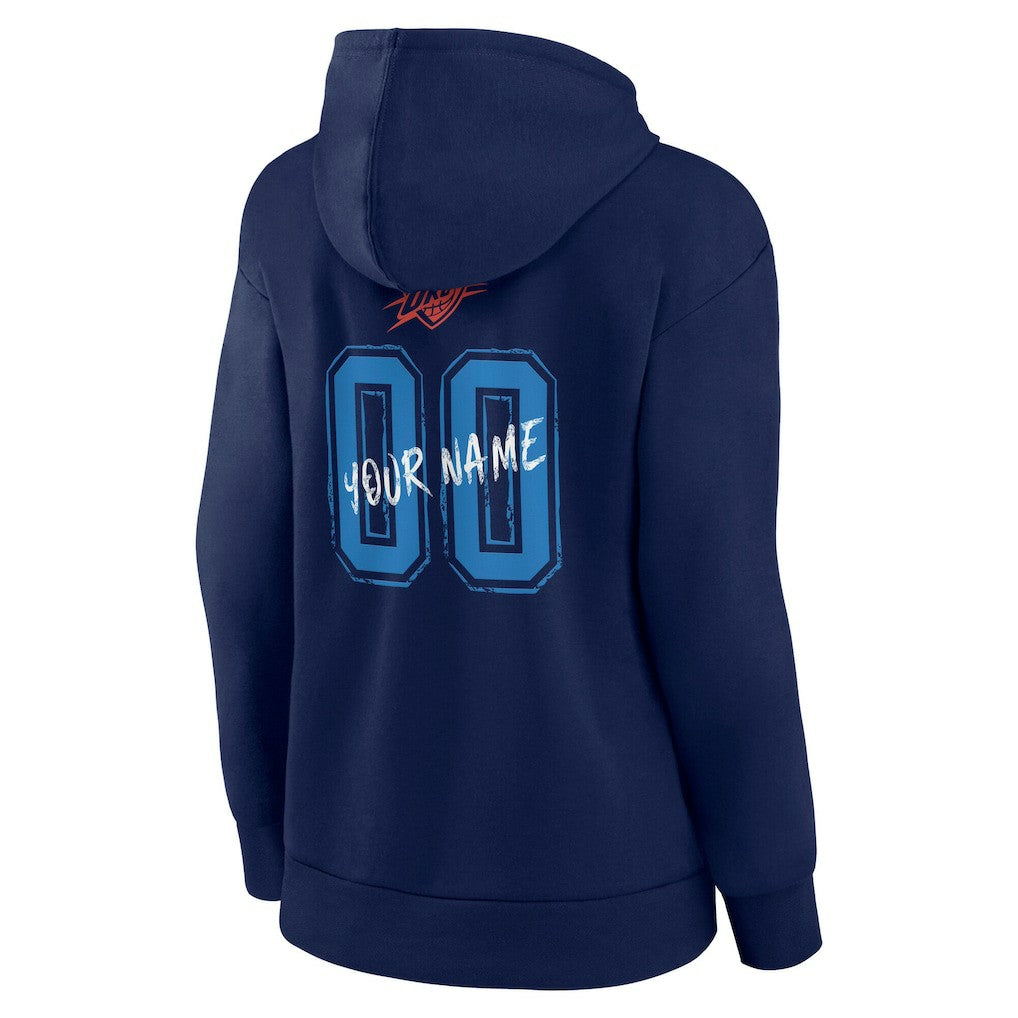 Navy Oklahoma City Thunder Women's Hustle Custom Pullover Hoodie | NBA