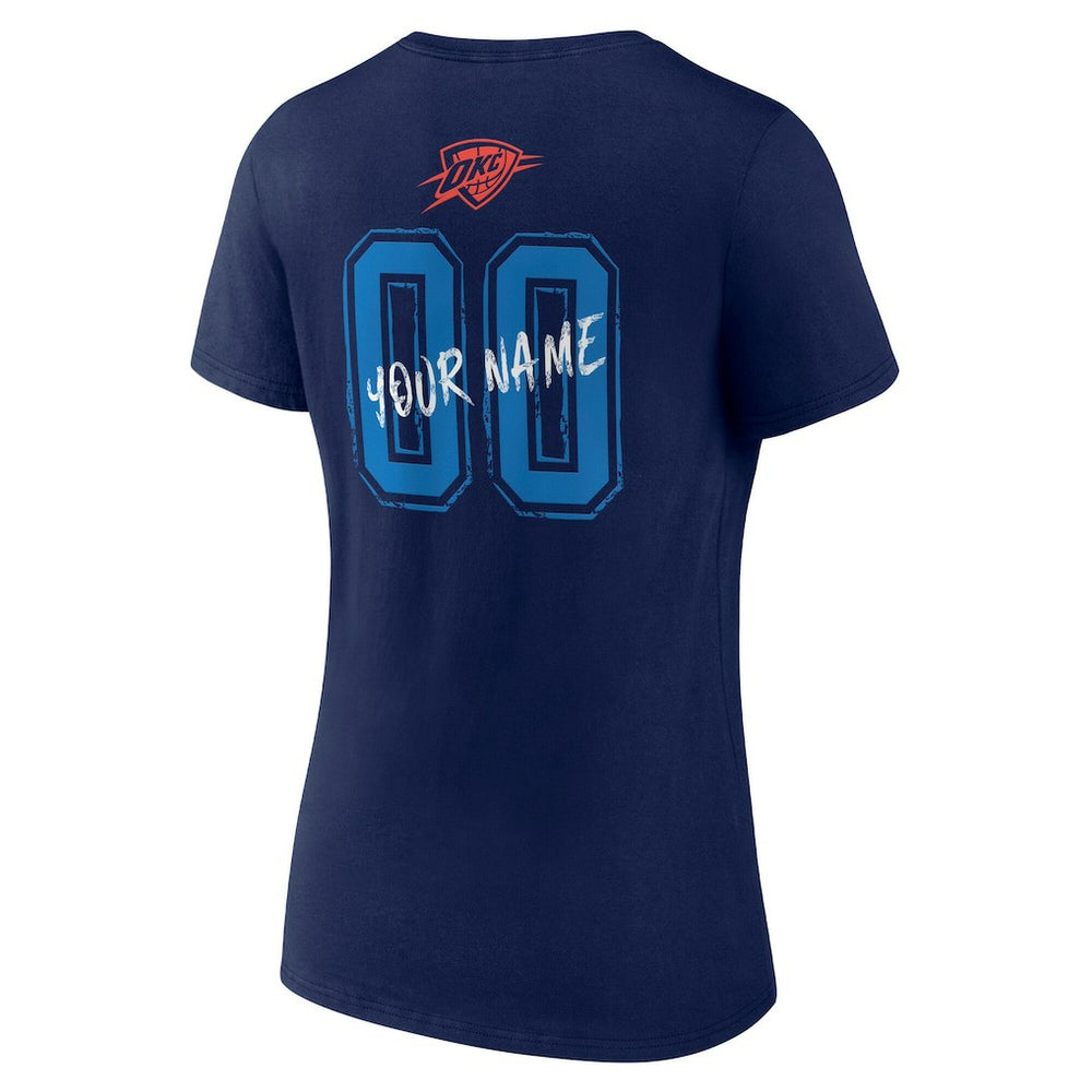 Navy Oklahoma City Thunder Women's Hustle Custom V-Neck T-Shirt | NBA