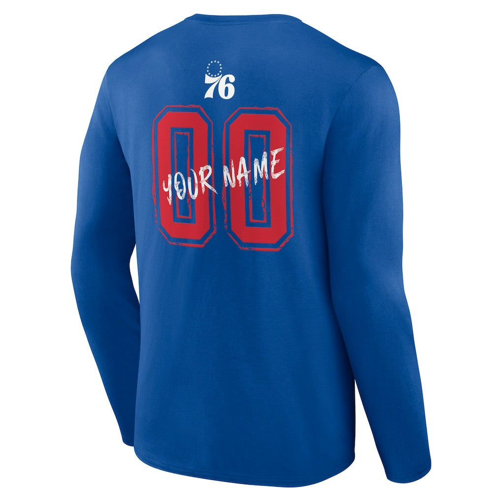 Royal Philadelphia 76ers Hustle Custom Long Sleeve T-Shirt | NBA