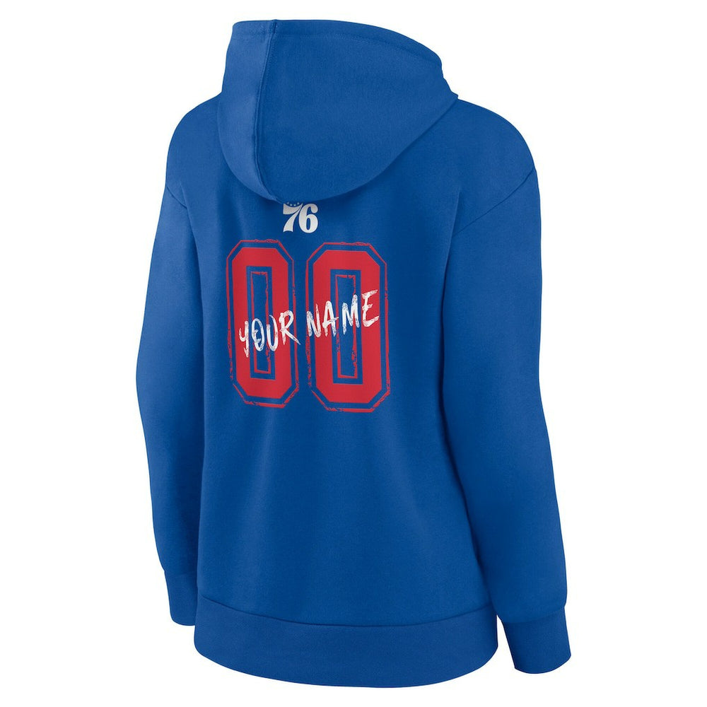 Royal Philadelphia 76ers Women's Hustle Custom Pullover Hoodie | NBA