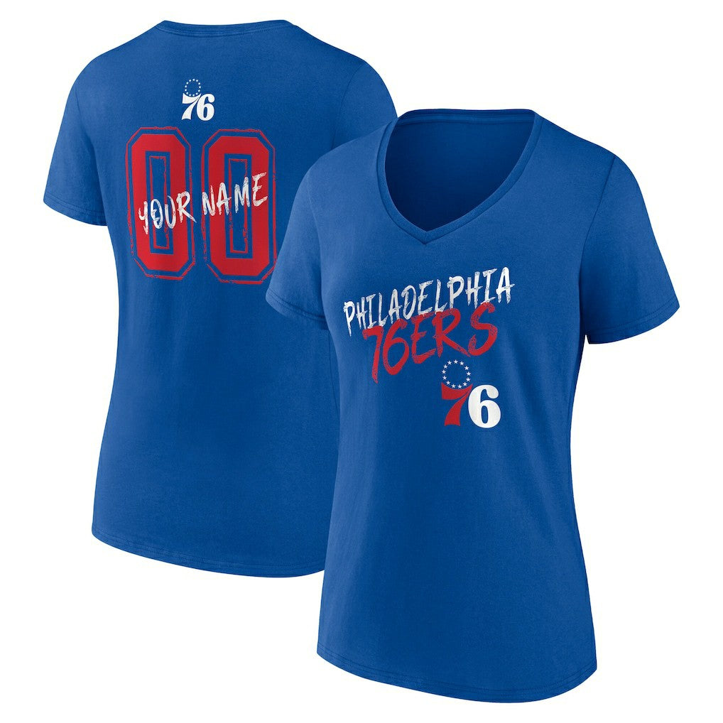 Royal Philadelphia 76ers Women's Hustle Custom V-Neck T-Shirt | NBA
